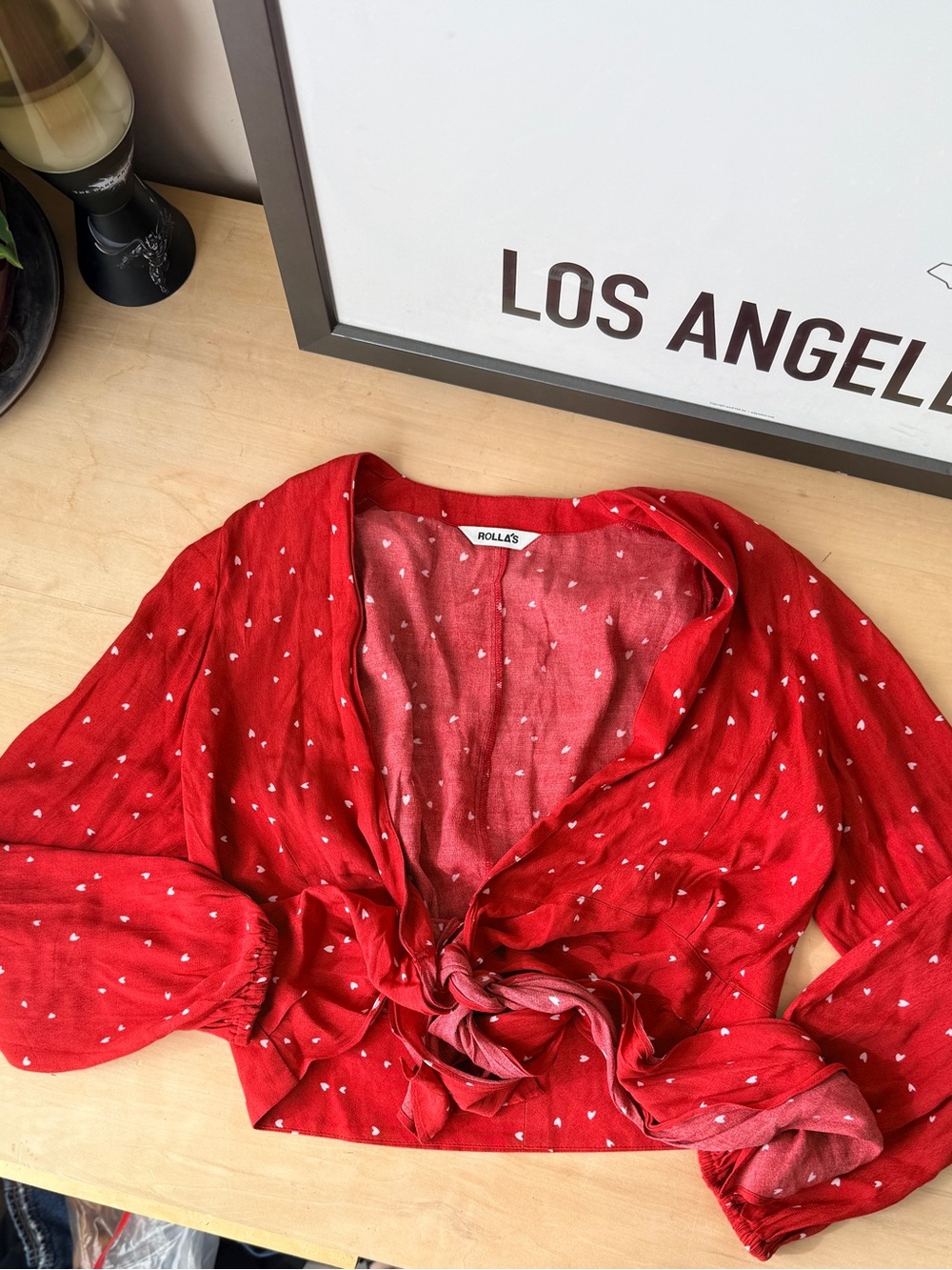 Rolla's Delilah Blouse in Red Hearts - L